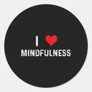 Adesivo Redondo Eu Amo Mindfulness - Coração - Meditação Meditar I