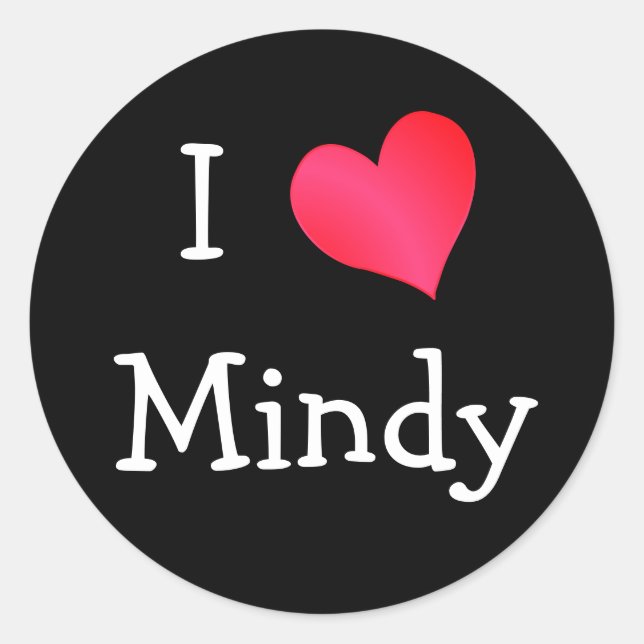 Adesivo Redondo Eu Amo Mindy (Frente)