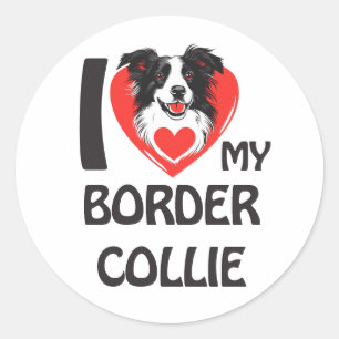 Adesivo Redondo Eu Amo Minha Collie Fronteira - Cachorro Gelado E