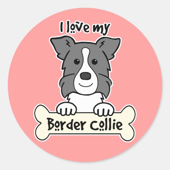 Adesivo Redondo Eu Amo Minha Fronteira Collie (Frente)