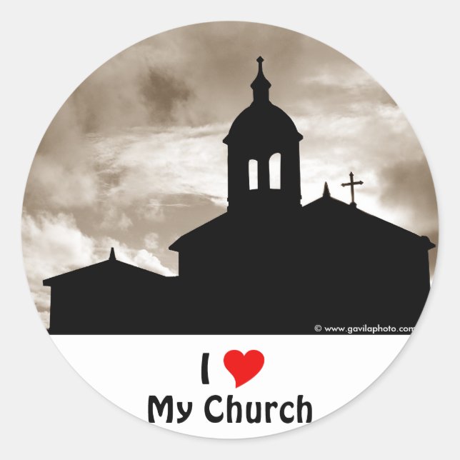 Adesivo Redondo Eu Amo Minha Igreja (Frente)