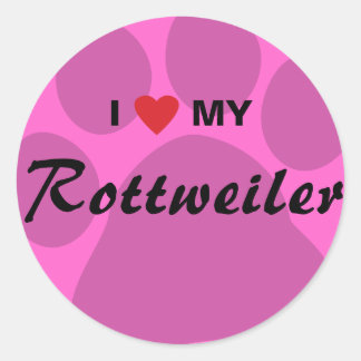 Adesivo Redondo Eu amo minha impressão rottweiler