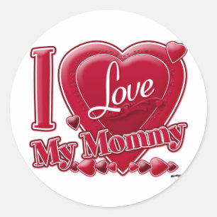 Adesivo Redondo Eu amo minha Mamãe vermelha - coração