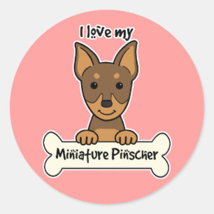 Adesivo Redondo Eu Amo Minha Miniatura Pinscher