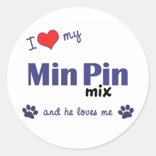 Adesivo Redondo Eu amo minha mistura do Pin do minuto (o cão