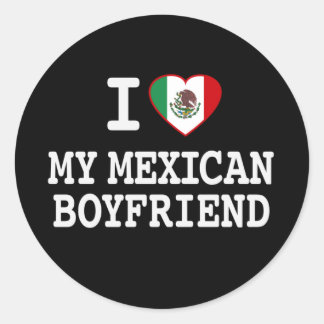 Adesivo Redondo Eu amo minha Namorado mexicana com Heart Flag