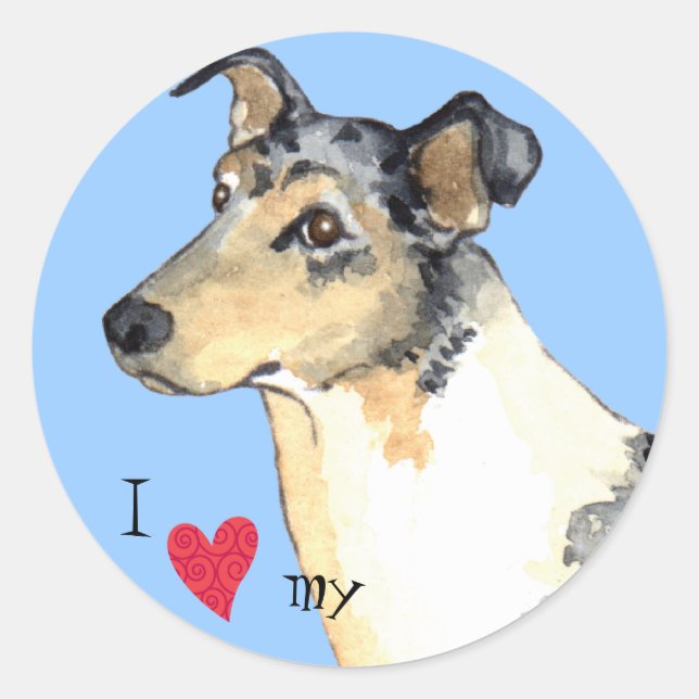 Adesivo Redondo Eu amo minha suave collie (Frente)