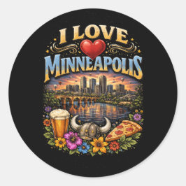 Adesivo Redondo Eu Amo Minneapolis