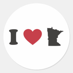Adesivo Redondo Eu amo Minnesota