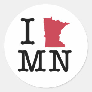 Adesivo Redondo Eu amo Minnesota