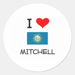 Adesivo Redondo Eu amo Mitchell South Dakota