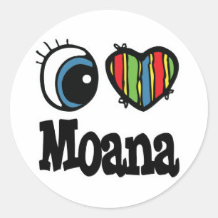 Adesivo Redondo Eu Amo Moana