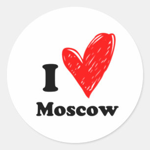 Adesivo Redondo Eu amo Moscou