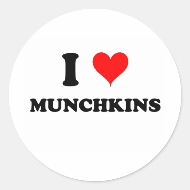 Adesivo Redondo Eu amo Munchkins (Frente)