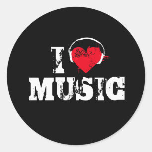 Adesivo Redondo Eu amo música