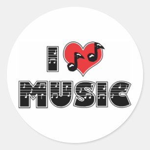 Adesivo Redondo Eu Amo Música