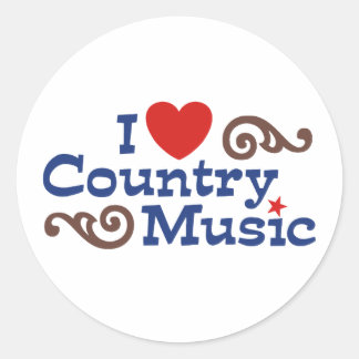 Adesivo Redondo Eu Amo Música country