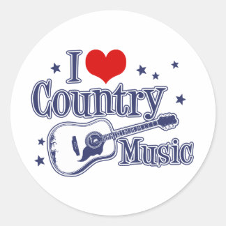 Adesivo Redondo Eu Amo Música country