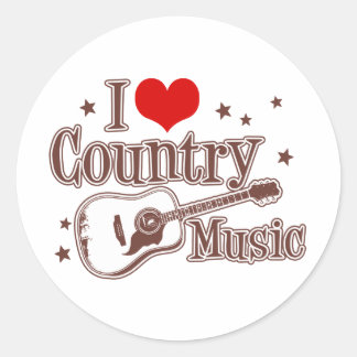 Adesivo Redondo Eu Amo Música country