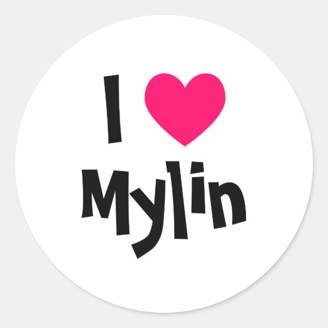 Adesivo Redondo Eu Amo Mylin (Frente)
