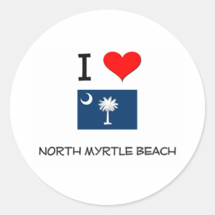 Adesivo Redondo Eu amo Myrtle Beach norte South Carolina