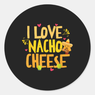 Adesivo Redondo Eu Amo Nacho Cheese Mexicano Engraçado Cinco De Ma