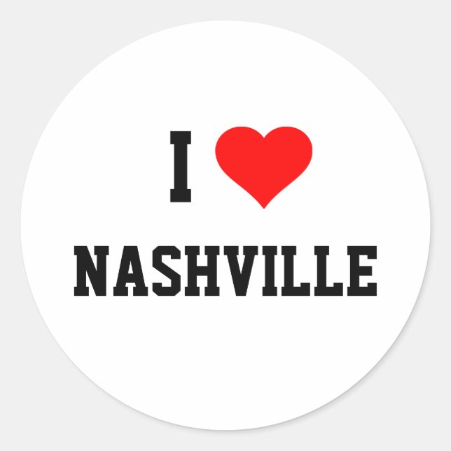 Adesivo Redondo Eu amo Nashville (Frente)