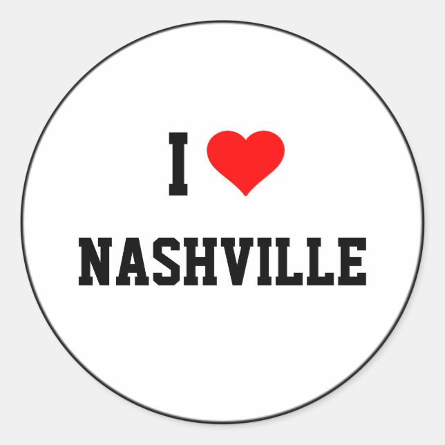 Adesivo Redondo Eu amo Nashville (Frente)