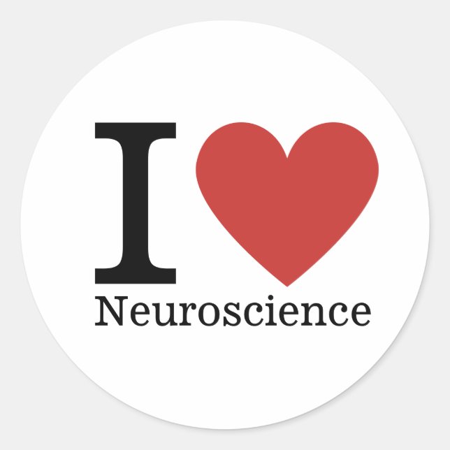 Adesivo Redondo Eu ❤️ Amo Neuroscience STICKER (Frente)