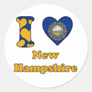 Adesivo Redondo Eu amo New Hampshire
