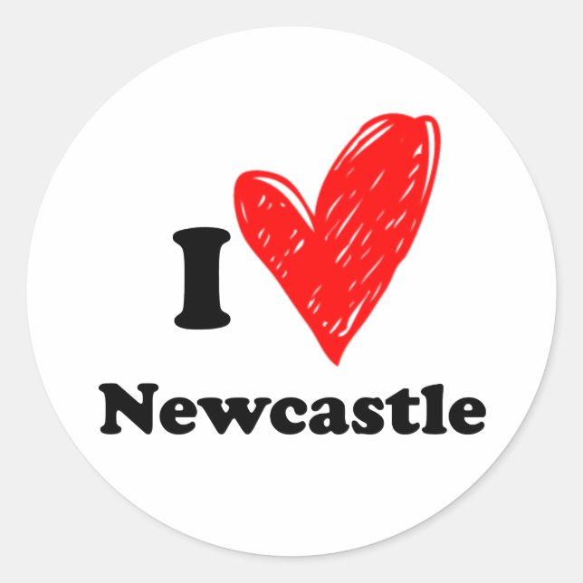 Adesivo Redondo Eu Amo Newcastle (Frente)