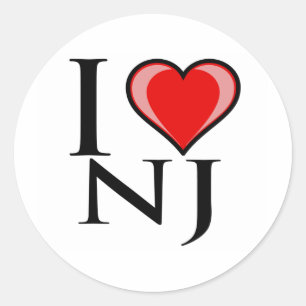 Adesivo Redondo Eu amo NJ - New-jersey