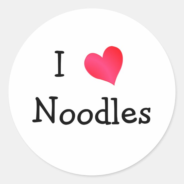 Adesivo Redondo Eu Amo Noodles (Frente)