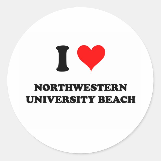 Adesivo Redondo Eu amo Northwestern University Beach Illinois (Frente)