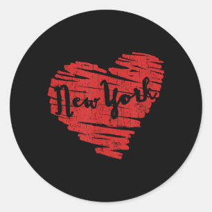 Adesivo Redondo Eu Amo Nova York Coração NY