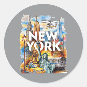Adesivo Redondo Eu Amo Nova York Nyc Manhattan Viagem Férias Desig