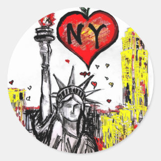 Adesivo Redondo Eu amo NY