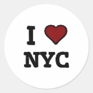 Adesivo Redondo Eu Amo NYC coração