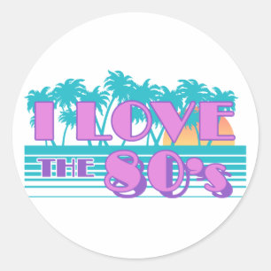 Adesivo Redondo Eu amo o anos 80