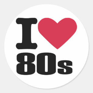 Adesivo Redondo Eu amo o anos 80