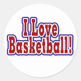 Adesivo Redondo Eu amo o basquetebol
