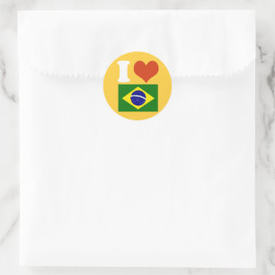 Adesivo Redondo Eu amo o Brasil