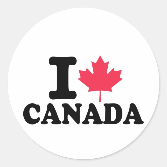 Adesivo Redondo Eu amo o Canadá (Frente)