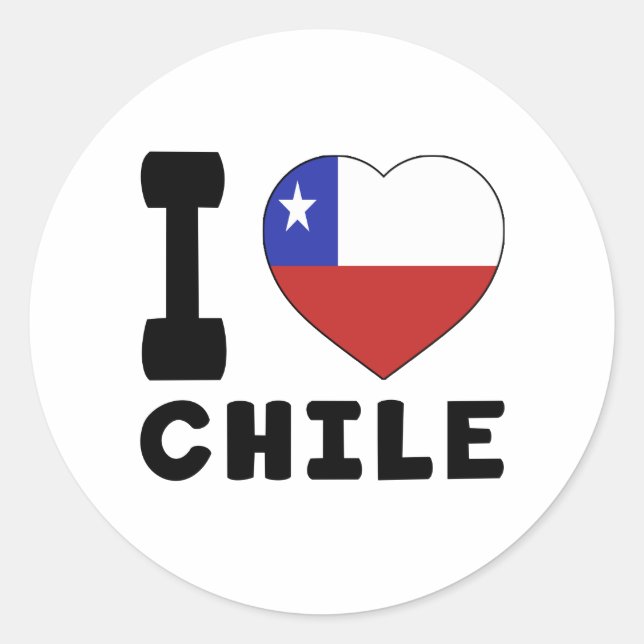 Adesivo Redondo Eu amo o Chile (Frente)