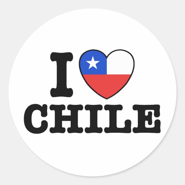 Adesivo Redondo Eu amo o Chile (Frente)