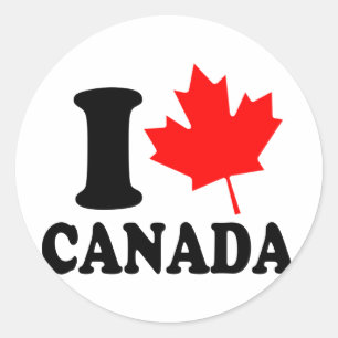 Adesivo Redondo Eu amo o coração Canadá