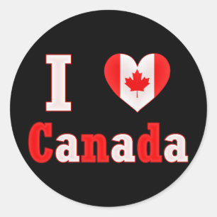 Adesivo Redondo Eu amo o coração da folha de bordo de Canadá