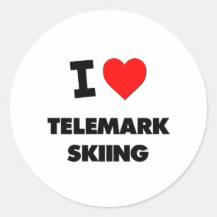 Adesivo Redondo Eu amo o esqui de Telemark