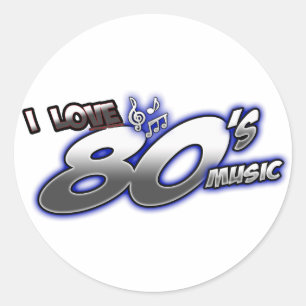 Adesivo Redondo Eu amo o fan de música dos anos 80 da MÚSICA dos