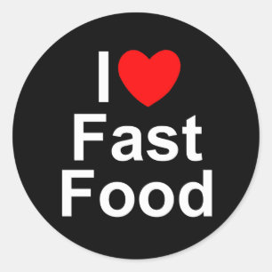 Adesivo Redondo Eu amo o fast food (do coração)